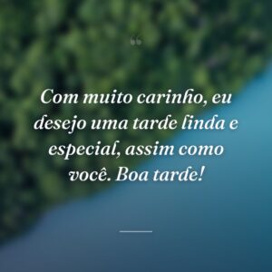 Com muito carinho, eu desejo uma tarde linda e especial, assim como você. Boa tarde!