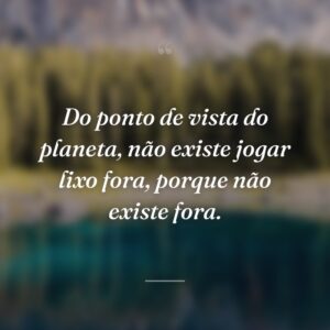 Do ponto de vista do planeta, não existe jogar lixo fora, porque não existe fora.