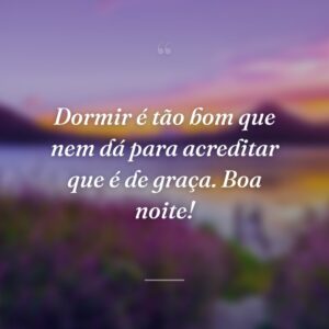 Dormir é tão bom que nem dá para acreditar que é de graça. Boa noite!