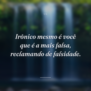 Irônico mesmo é você que é a mais falsa, reclamando de falsidade.