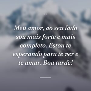 Meu amor, ao seu lado sou mais forte e mais completo. Estou te esperando para te ver e te amar. Boa tarde!