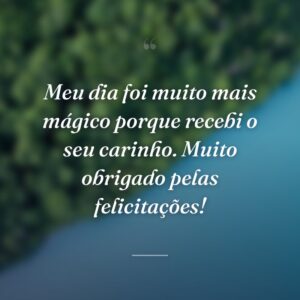 Meu dia foi muito mais mágico porque recebi o seu carinho. Muito obrigado pelas felicitações!