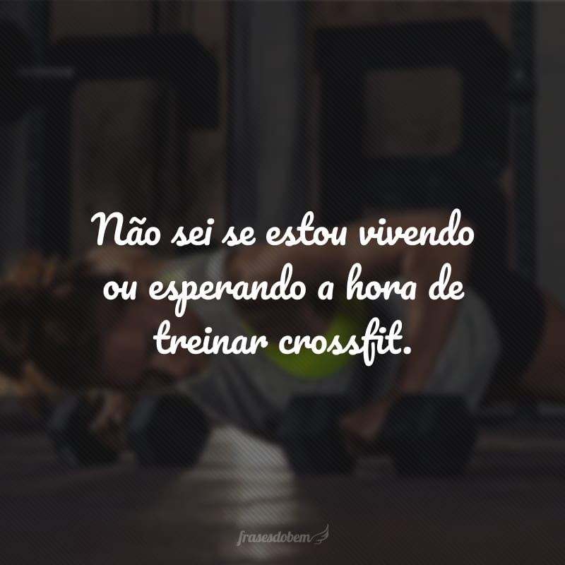 Não sei se estou vivendo ou esperando a hora de treinar crossfit.