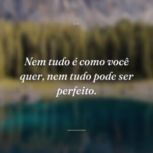 Nem tudo é como você quer, nem tudo pode ser perfeito.