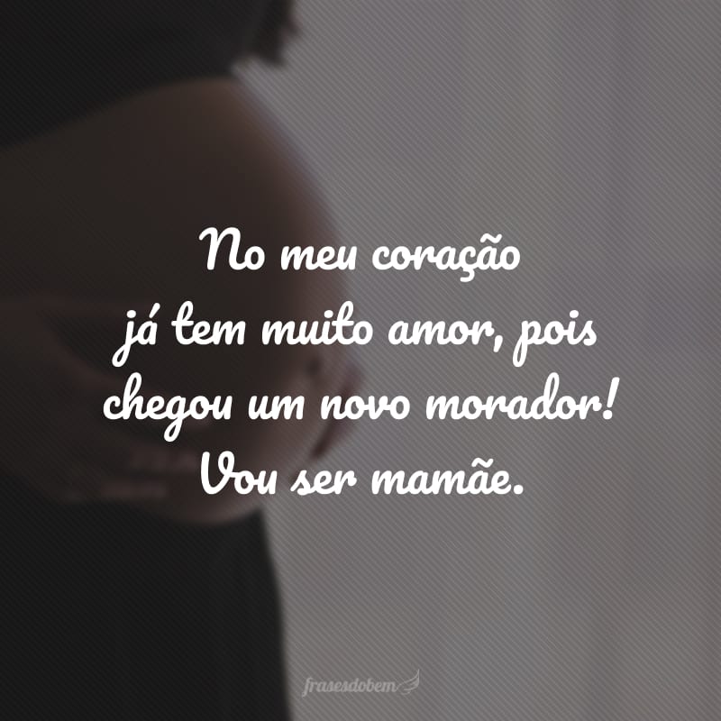 No meu coração já tem muito amor, pois chegou um novo morador! Vou ser mamãe.