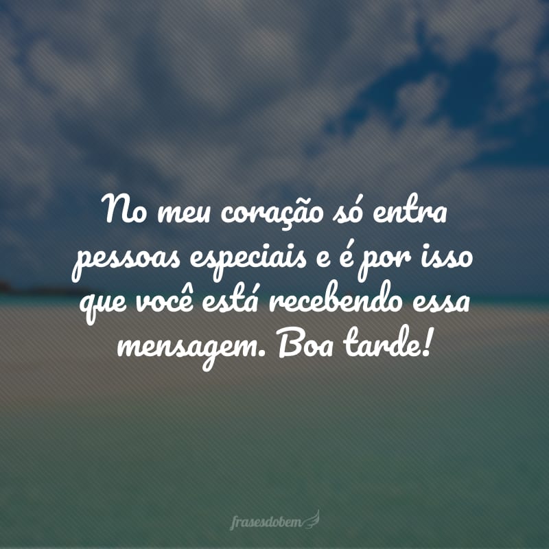 No meu coração só entra pessoas especiais e é por isso que você está recebendo essa mensagem. Boa tarde!