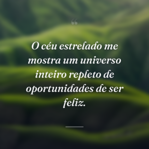 O céu estrelado me mostra um universo inteiro repleto de oportunidades de ser feliz.