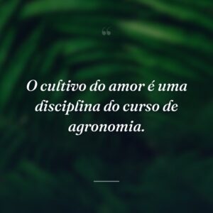 O cultivo do amor é uma disciplina do curso de agronomia.