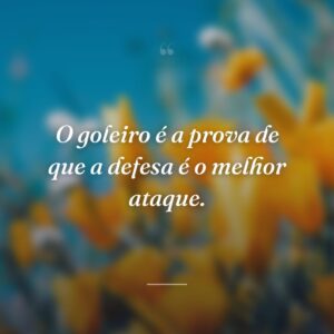 O goleiro é a prova de que a defesa é o melhor ataque.
