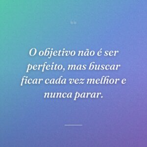 O objetivo não é ser perfeito, mas buscar ficar cada vez melhor e nunca parar.