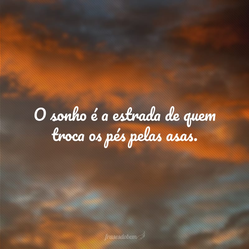 O sonho é a estrada de quem troca os pés pelas asas.