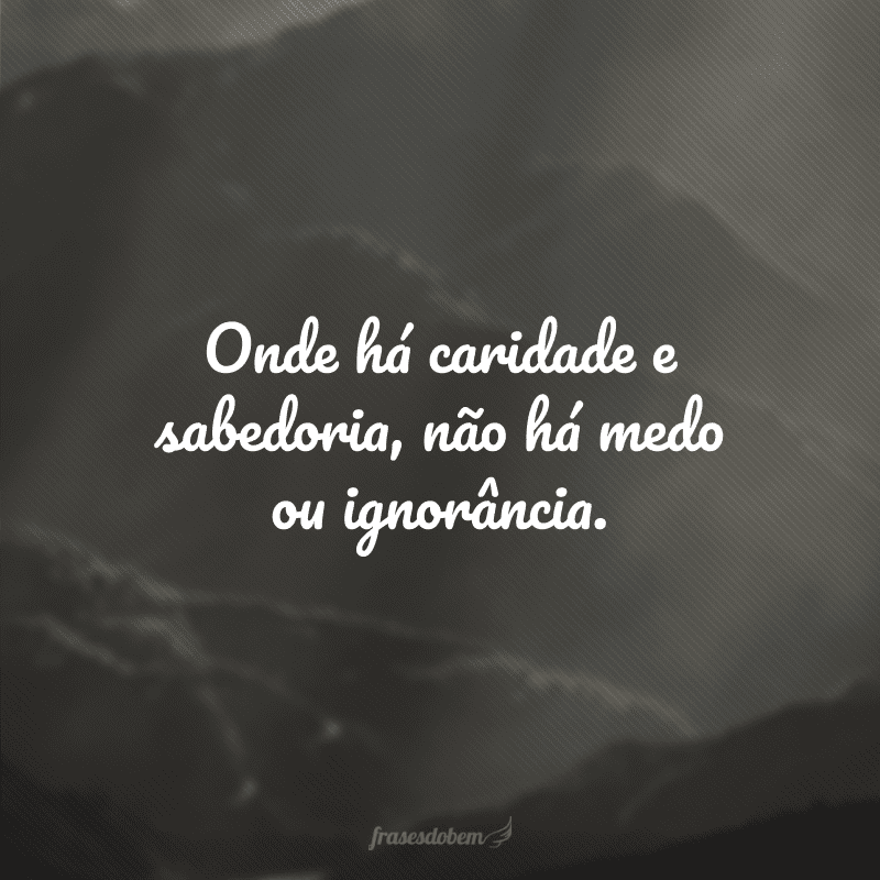 Onde há caridade e sabedoria, não há medo ou ignorância.