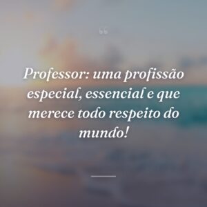 Professor: uma profissão especial, essencial e que merece todo respeito do mundo!