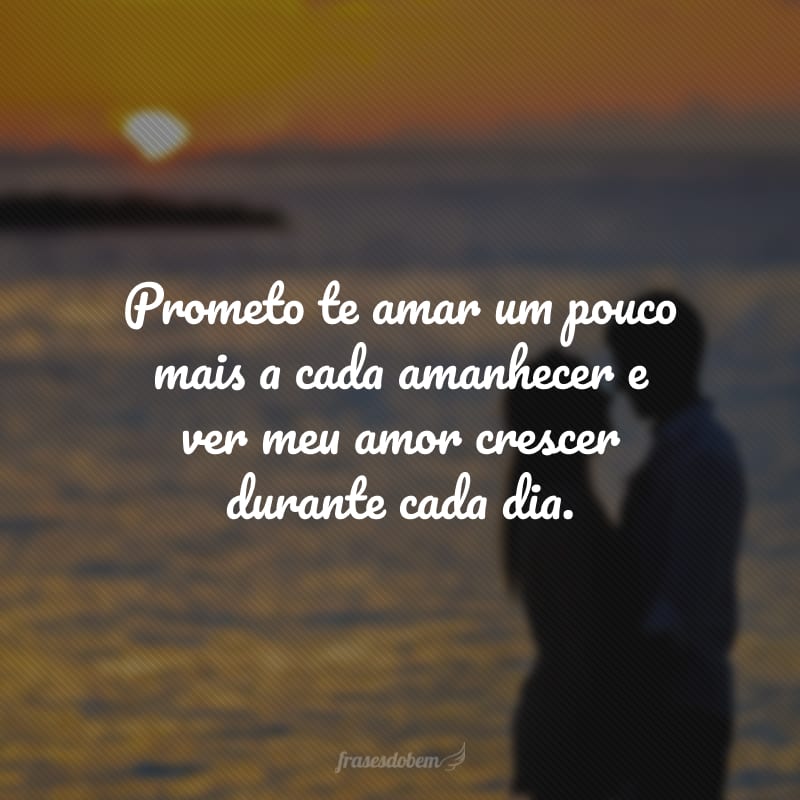 Prometo te amar um pouco mais a cada amanhecer e ver meu amor crescer durante cada dia.