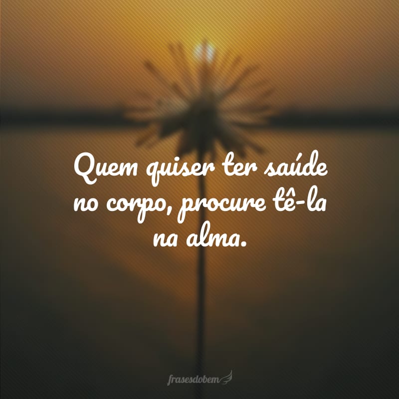 Quem quiser ter saúde no corpo, procure tê-la na alma.