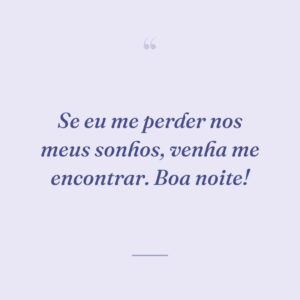 Se eu me perder nos meus sonhos, venha me encontrar. Boa noite!