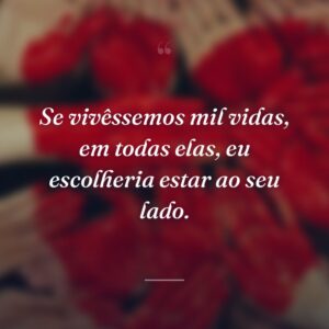 Se vivêssemos mil vidas, em todas elas, eu escolheria estar ao seu lado.