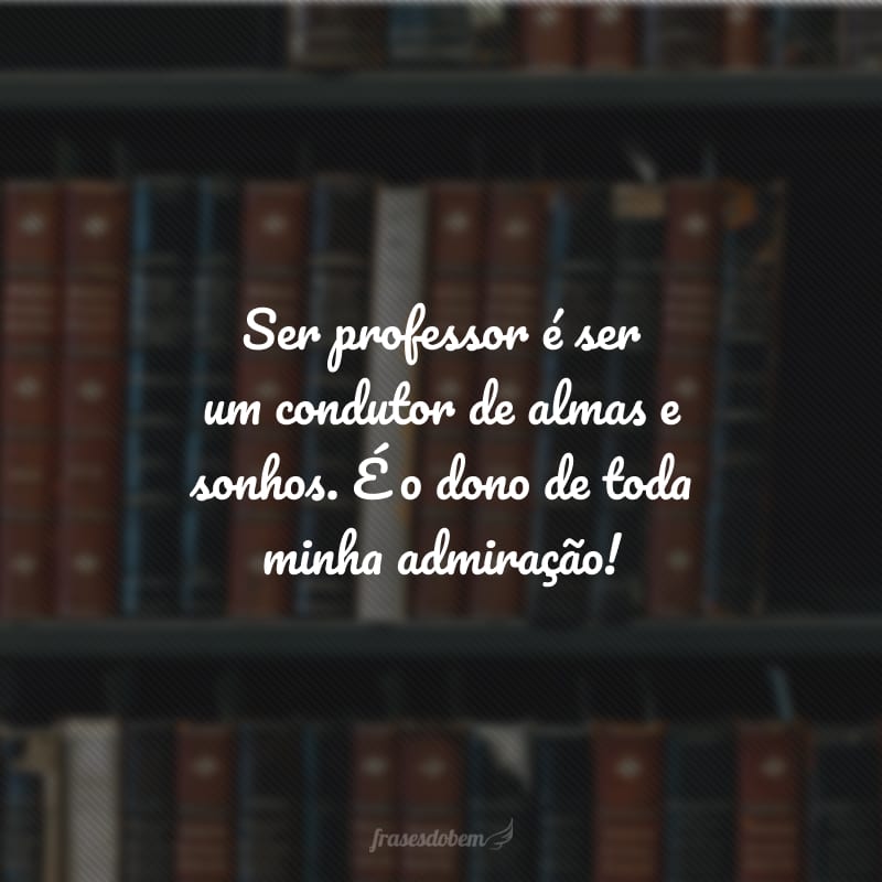 Ser professor é ser um condutor de almas e sonhos. É o dono de toda minha admiração!