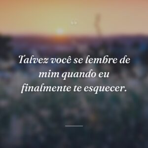 Talvez você se lembre de mim quando eu finalmente te esquecer.