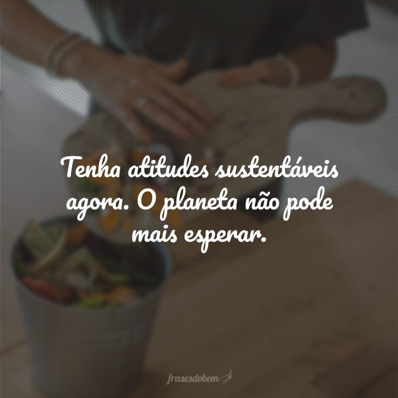 Tenha atitudes sustentáveis agora. O planeta não pode mais esperar.