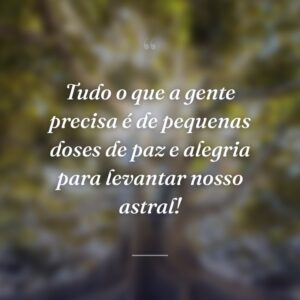 Tudo o que a gente precisa é de pequenas doses de paz e alegria para levantar nosso astral!