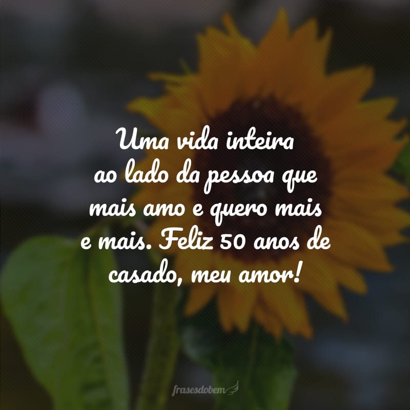 Uma vida inteira ao lado da pessoa que mais amo e quero mais e mais. Feliz 50 anos de casado, meu amor!