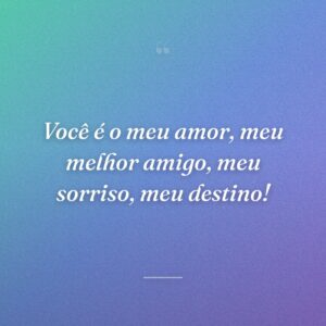 Você é o meu amor, meu melhor amigo, meu sorriso, meu destino!