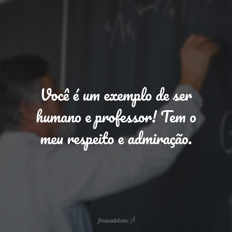 Você é um exemplo de ser humano e professor! Tem o meu respeito e admiração.