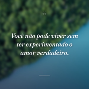 Você não pode viver sem ter experimentado o amor verdadeiro.