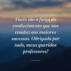 Vocês são a força do conhecimento que nos conduz aos maiores sucessos. Obrigado por tudo, meus queridos professores!