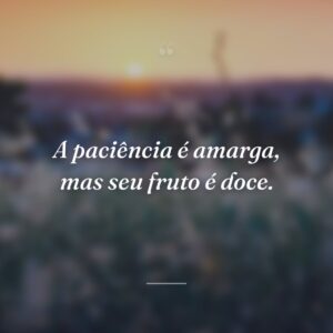 A paciência é amarga, mas seu fruto é doce.