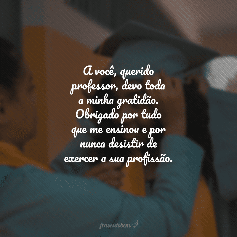 A você, querido professor, devo toda a minha gratidão. Obrigado por tudo que me ensinou e por nunca desistir de exercer a sua profissão.