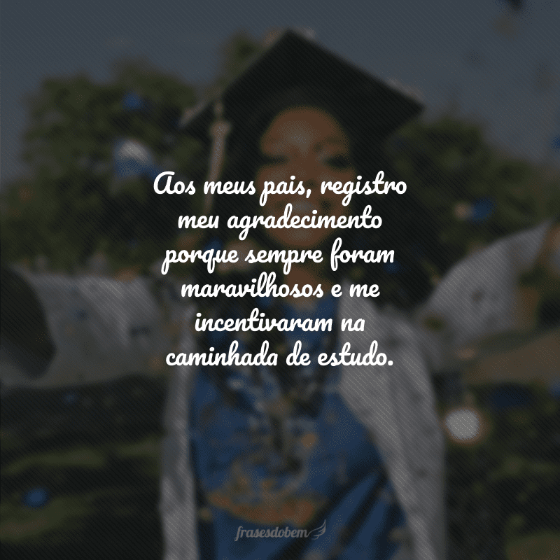 Aos meus pais, registro meu agradecimento porque sempre foram maravilhosos e me incentivaram na caminhada de estudo.