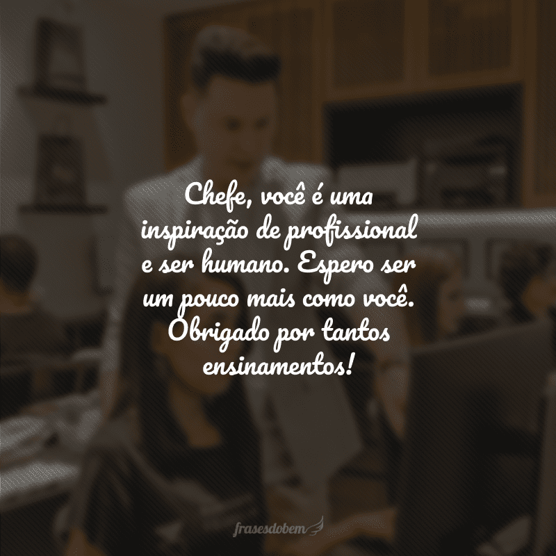 Chefe, você é uma inspiração de profissional e ser humano. Espero ser um pouco mais como você. Obrigado por tantos ensinamentos!