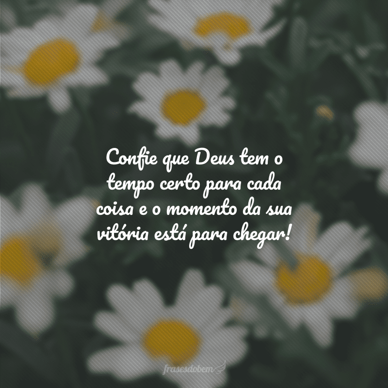 Confie que Deus tem o tempo certo para cada coisa e o momento da sua vitória está para chegar!