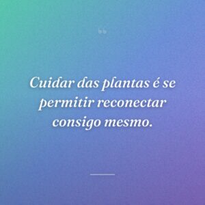Cuidar das plantas é se permitir reconectar consigo mesmo.