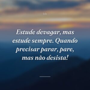 Estude devagar, mas estude sempre. Quando precisar parar, pare, mas não desista!