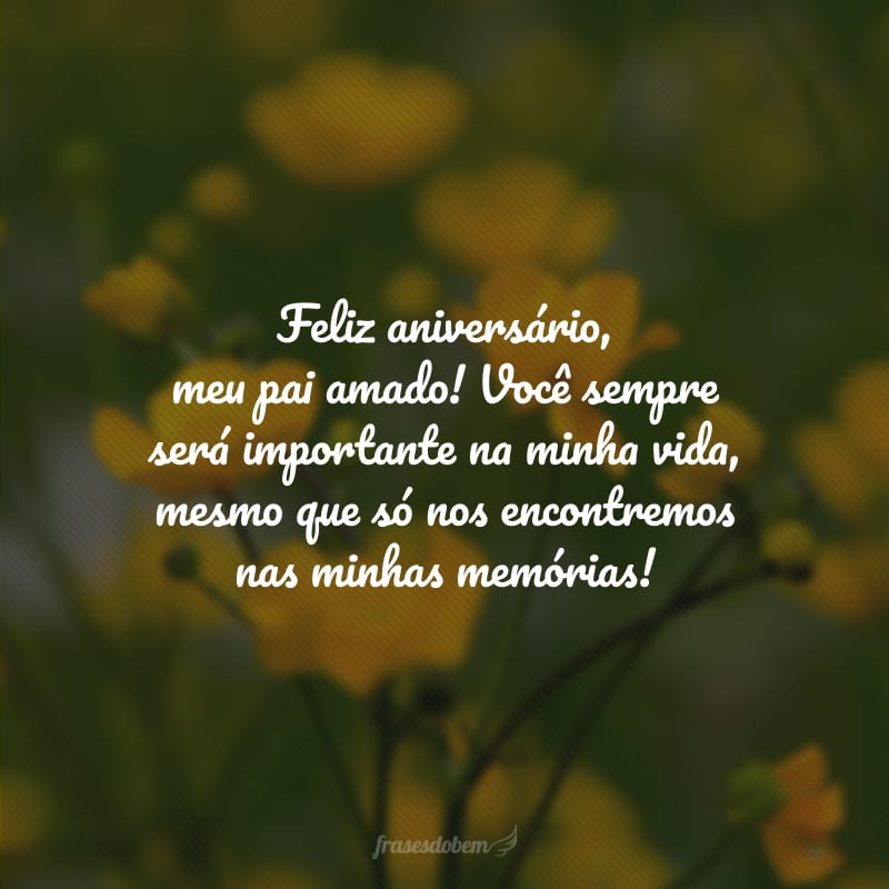 Feliz aniversário, meu pai amado! Você sempre será importante na minha vida, mesmo que só nos encontremos nas minhas memórias!