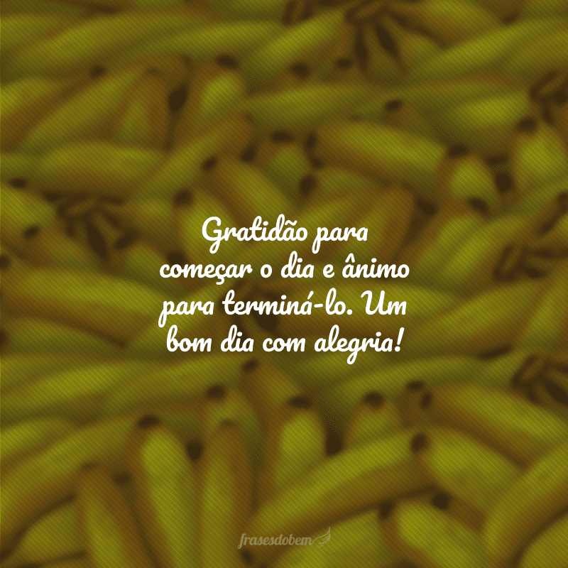 Gratidão para começar o dia e ânimo para terminá-lo. Um bom dia com alegria!