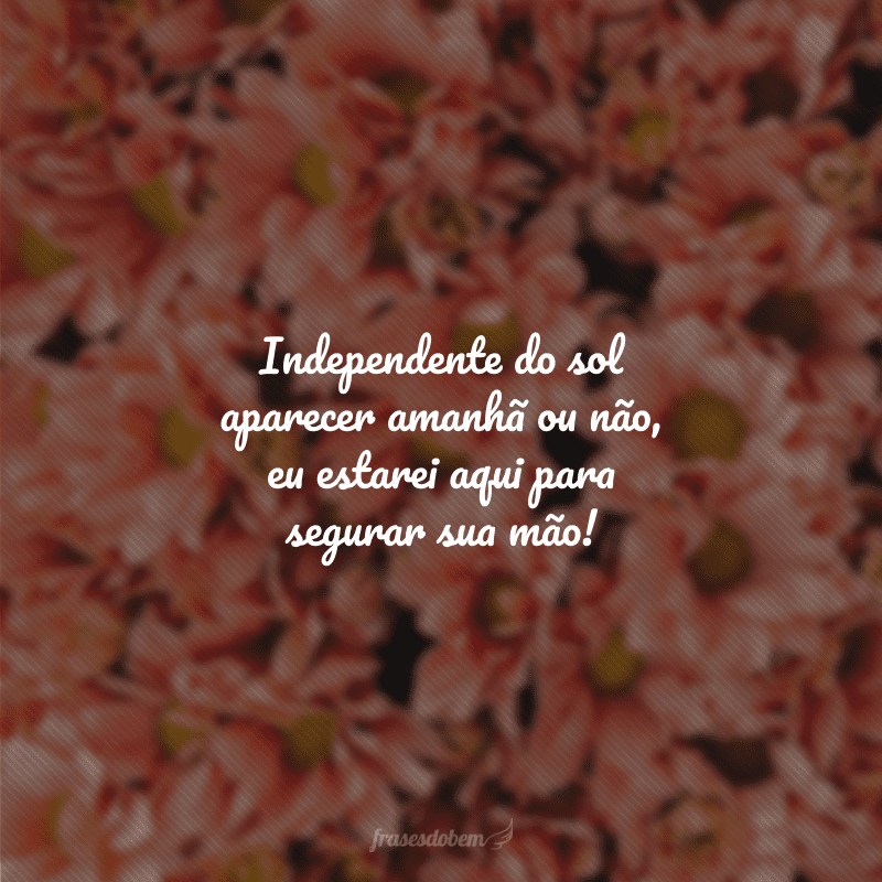 Independente do sol aparecer amanhã ou não, eu estarei aqui para segurar sua mão!