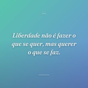 Liberdade não é fazer o que se quer, mas querer o que se faz.