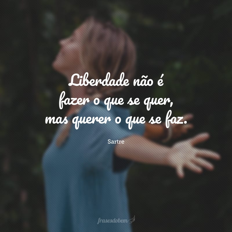 Liberdade não é fazer o que se quer, mas querer o que se faz.