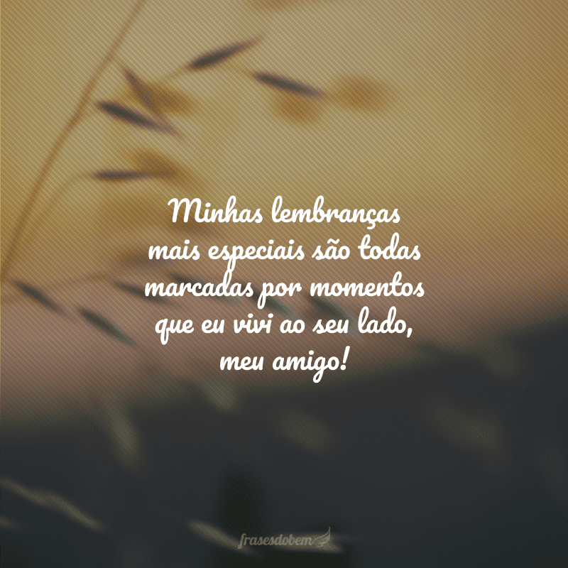 Minhas lembranças mais especiais são todas marcadas por momentos que eu vivi ao seu lado, meu amigo!