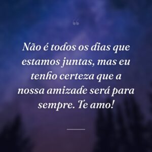 Não é todos os dias que estamos juntas, mas eu tenho certeza que a nossa amizade será para sempre. Te amo!