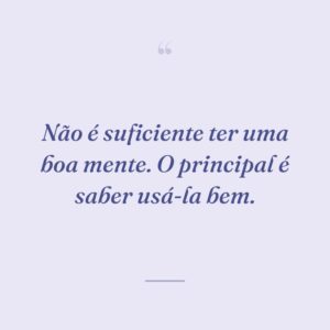 Não é suficiente ter uma boa mente. O principal é saber usá-la bem.