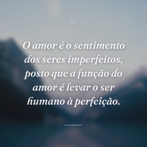 O amor é o sentimento dos seres imperfeitos, posto que a função do amor é levar o ser humano à perfeição.