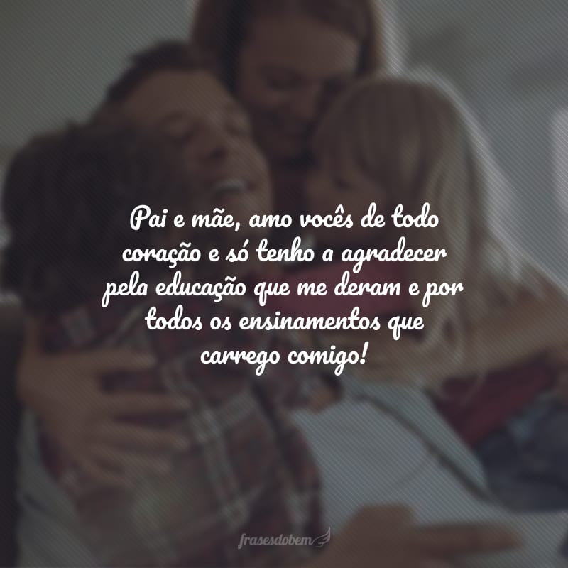 Pai e mãe, amo vocês de todo coração e só tenho a agradecer pela educação que me deram e por todos os ensinamentos que carrego comigo!