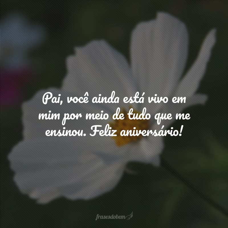 Pai, você ainda está vivo em mim por meio de tudo que me ensinou. Feliz aniversário!