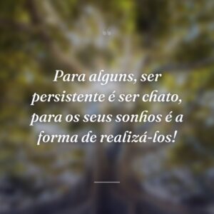 Para alguns, ser persistente é ser chato, para os seus sonhos é a forma de realizá-los!
