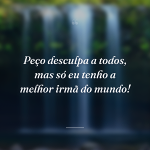 Peço desculpa a todos, mas só eu tenho a melhor irmã do mundo!
